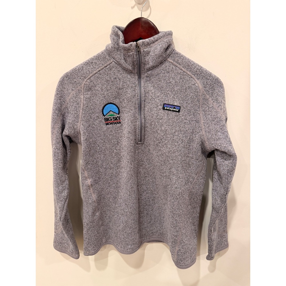Patagonia Better Sweater Kids M 10 Grey 1/4 Zip Fleece Big Sky Montana Pullover